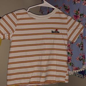 YELLOW STRIPED CROP TOP